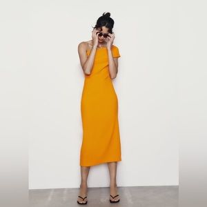 Zara fitted asymmetrical bandeau dress cocktail or spring